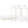 Ensemble de lit de jour et de banc avec toit sans matelas blanc 