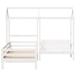 Ensemble de lit de jour et de banc avec toit sans matelas blanc 