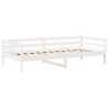 Ensemble de lit de jour et de banc avec toit sans matelas blanc 