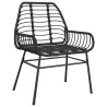 Ensemble à manger de jardin 5 pcs noir résine tressée verre 