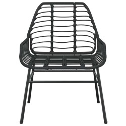 Ensemble à manger de jardin 5 pcs noir résine tressée verre 