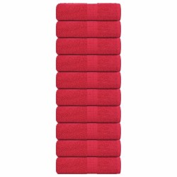 Serviettes d'invité 10 pcs rouge 30x50 cm 360 g/m² 100% coton 