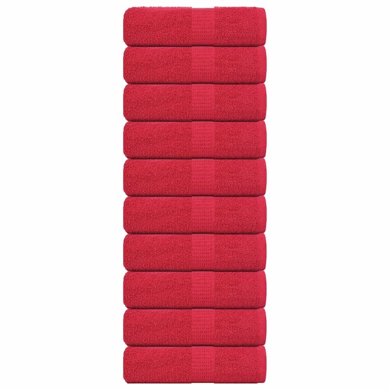 Serviettes d'invité 10 pcs rouge 30x50 cm 360 g/m² 100% coton 