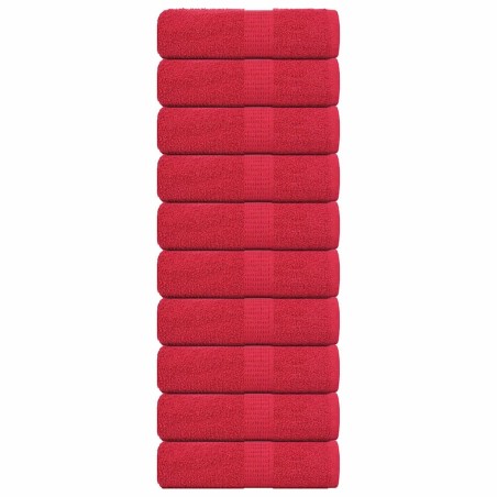 Serviettes d'invité 10 pcs rouge 30x50 cm 360 g/m² 100% coton 
