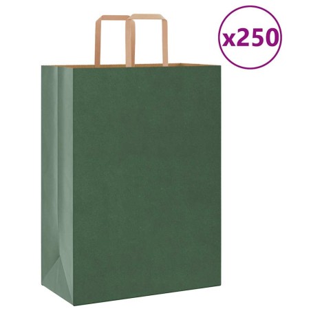 Sacs en papier 250 pcs avec poignées vert 32x17x44 cm 