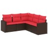 Salon de jardin avec coussins 5 pcs marron résine tressée 