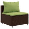 Salon de jardin 6 pcs avec coussins Marron Résine tressée 