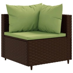 Salon de jardin 6 pcs avec coussins Marron Résine tressée 