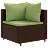 Salon de jardin 6 pcs avec coussins Marron Résine tressée 