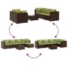 Salon de jardin 6 pcs avec coussins Marron Résine tressée 
