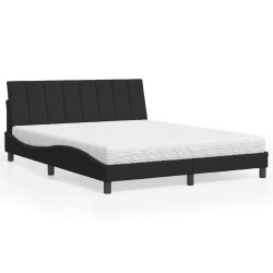 Lit avec matelas noir 160x200 cm velours 