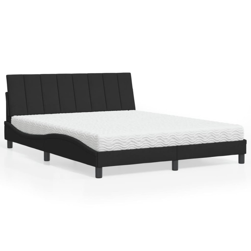 Lit avec matelas noir 160x200 cm velours 