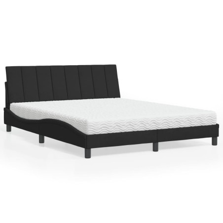 Lit avec matelas noir 160x200 cm velours 