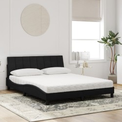 Lit avec matelas noir 160x200 cm velours 
