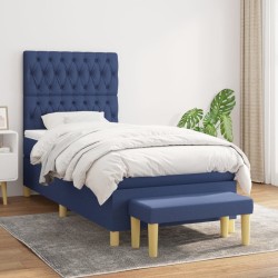 Sommier à lattes de lit avec matelas Bleu 90x190 cm Tissu 