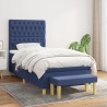Sommier à lattes de lit avec matelas Bleu 90x190 cm Tissu 