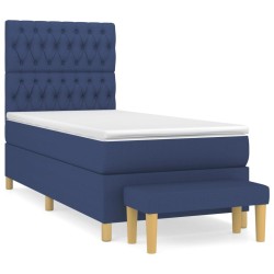 Sommier à lattes de lit avec matelas Bleu 90x190 cm Tissu 