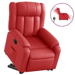 Fauteuil inclinable électrique rouge similicuir 