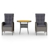 Ensemble de bistro de jardin 3 pcs Résine tressée Gris 