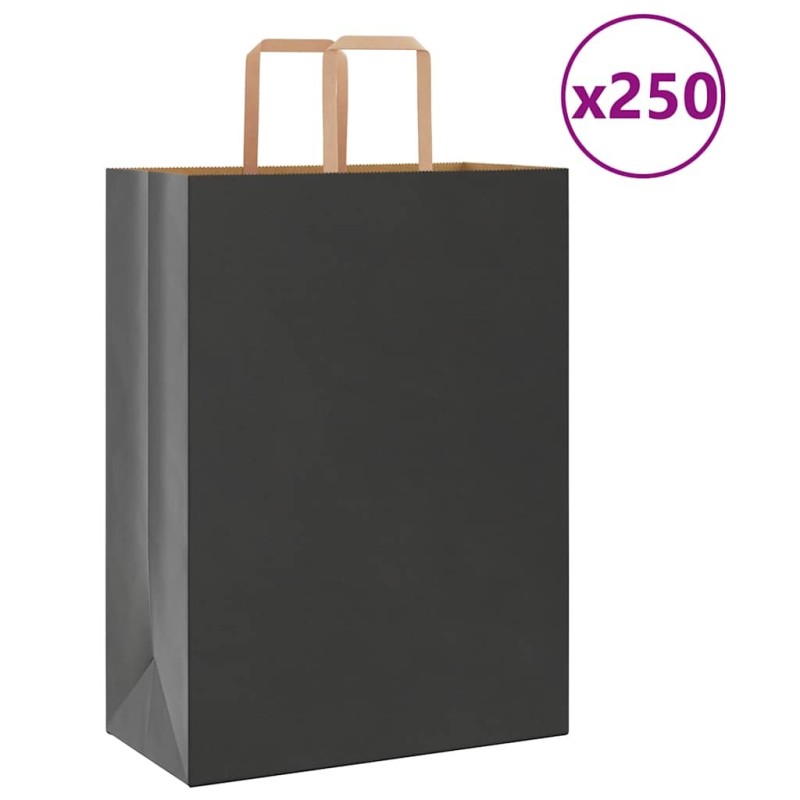 Sacs en papier 250 pcs avec poignées noir 32x17x44 cm 