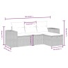 Salon de jardin 4 pcs avec coussins gris résine tressée 