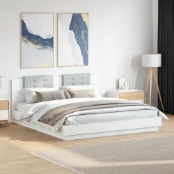 Cadre de lit avec LED sans matelas blanc 200x200 cm 