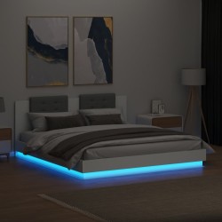 Cadre de lit avec LED sans matelas blanc 200x200 cm 