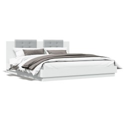 Cadre de lit avec LED sans matelas blanc 200x200 cm 
