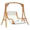 Chaise balançoire avec coussin bois d'épicéa avec finition teck 