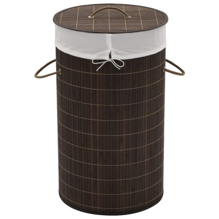 Panier à linge rond en bambou Marron foncé 