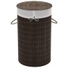 Panier à linge rond en bambou Marron foncé 