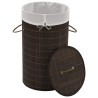 Panier à linge rond en bambou Marron foncé 