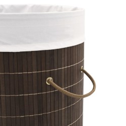 Panier à linge rond en bambou Marron foncé 