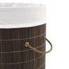 Panier à linge rond en bambou Marron foncé 