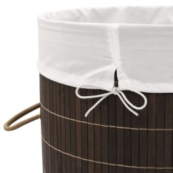 Panier à linge rond en bambou Marron foncé 