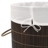 Panier à linge rond en bambou Marron foncé 