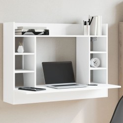 Bureau mural blanc 105x48x75 cm bois d'ingénierie 