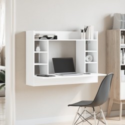 Bureau mural blanc 105x48x75 cm bois d'ingénierie 