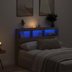 Armoire tête de lit avec LED chêne artisanal 140x17x102 cm 