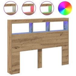 Armoire tête de lit avec LED chêne artisanal 140x17x102 cm 