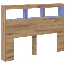 Armoire tête de lit avec LED chêne artisanal 140x17x102 cm 
