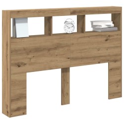 Armoire tête de lit avec LED chêne artisanal 140x17x102 cm 