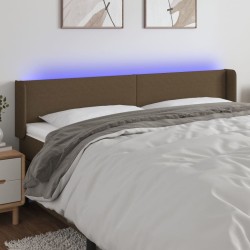 Tête de lit à LED Marron foncé 163x16x78/88 cm Tissu 