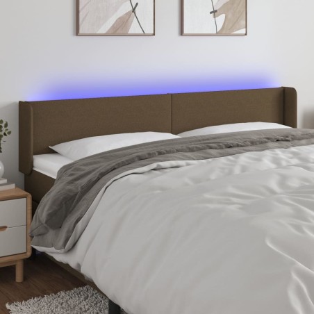Tête de lit à LED Marron foncé 163x16x78/88 cm Tissu 