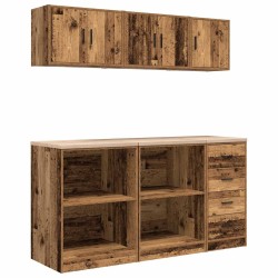 Armoires de garage 6 pcs vieux bois bois d'ingénierie 