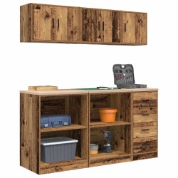 Armoires de garage 6 pcs vieux bois bois d'ingénierie 