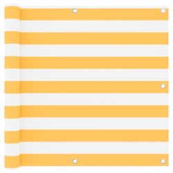 Écran de balcon Blanc et jaune 90x400 cm Tissu Oxford 