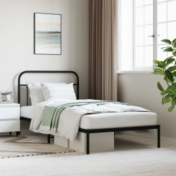 Cadre de lit métal sans matelas avec tête de lit noir 107x203cm 
