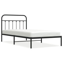 Cadre de lit métal sans matelas avec tête de lit noir 107x203cm 