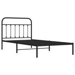 Cadre de lit métal sans matelas avec tête de lit noir 107x203cm 